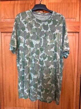 Sun + Stone Green Camo Short Sleeve Crew Tee